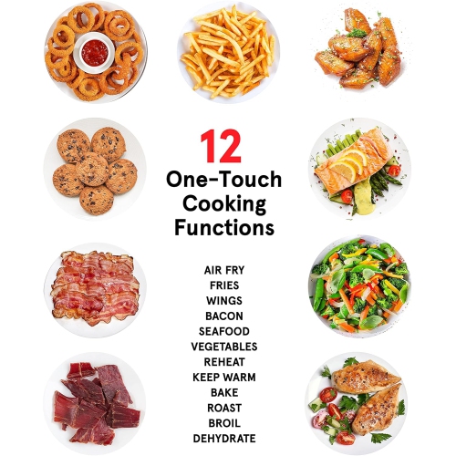 Gourmia Air Fryer Oven Digital Display 5 Quart Large AirFryer Cooker 12 Touch Cooking Presets, XL Air Fryer Basket 1500w Power Multifunction