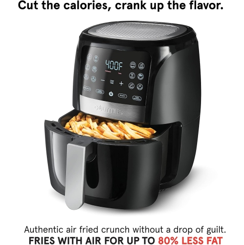 Gourmia Air Fryer Oven Digital Display 5 Quart Large AirFryer Cooker 12 Touch Cooking Presets, XL Air Fryer Basket 1500w Power Multifunction