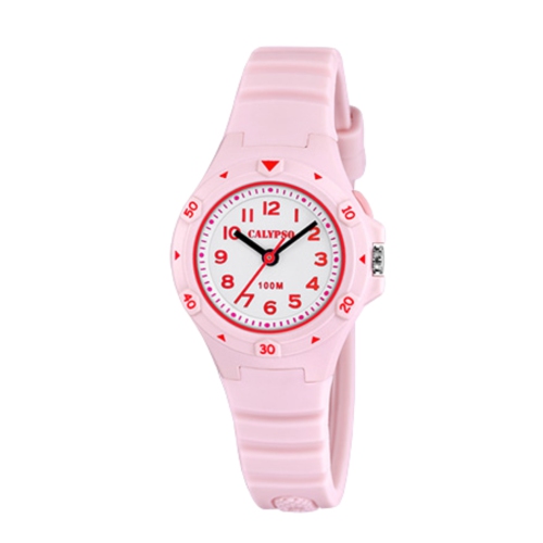 K5846 - Montre analogique lumineuse pour enfants de 29&nbsp;mm, quartz, bracelet en silicone, bouton lumineux, calendrier du jour et de la date, gros