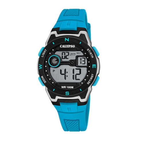 CALYPSO BY FESTINA  35MM Boys Digital Sports Watch, Quartz, Silicone Strap, Dual Time, Chronograph, Day And Date, Water Resistant - K5853 In Multicolor