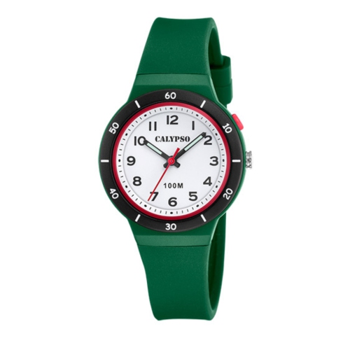 K5848 - Montre analogique lumineuse pour enfants de 33&nbsp;mm, quartz, bracelet en silicone, éclairage, calendrier du jour et de la date, résistant