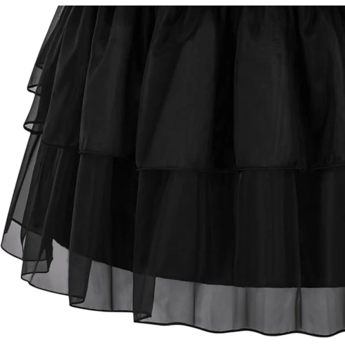 Girls Black Dress Up Costume Set – Includes Wig, Socks, and Belt for Halloween, Cosplay, and School Parties 4-12 years