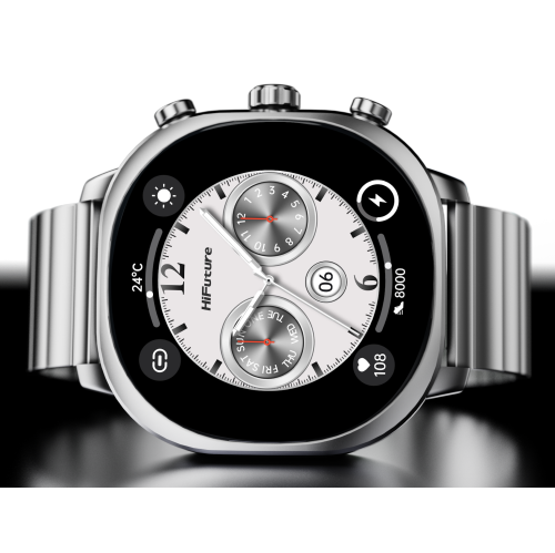 HiFuture – AIX Smartwatch – 1.43” AMOLED, Anti-Fingerprint, 1ATM Waterproof, Bluetooth Calling, Heart Rate & Blood Oxygen, Sleep Monitor, Stainless