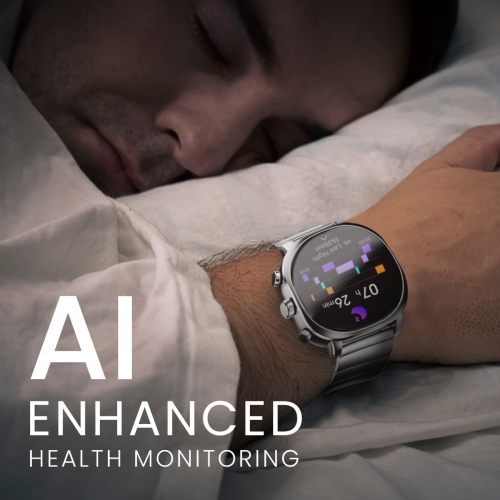 HiFuture – AIX Smartwatch – 1.43” AMOLED, Anti-Fingerprint, 1ATM Waterproof, Bluetooth Calling, Heart Rate & Blood Oxygen, Sleep Monitor, Stainless