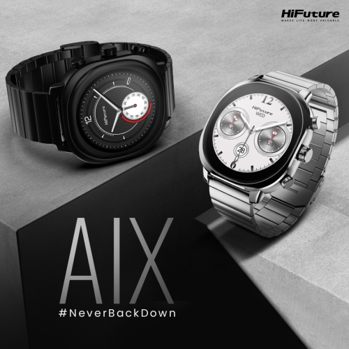 HiFuture – AIX Smartwatch – 1.43” AMOLED, Anti-Fingerprint, 1ATM Waterproof, Bluetooth Calling, Heart Rate & Blood Oxygen, Sleep Monitor, Stainless