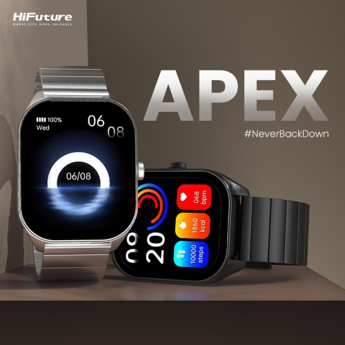 HiFuture – APEX Smartwatch – 2.04” AMOLED, Anti-Fingerprint, IP68 Waterproof, Bluetooth Calling, Heart Rate & Blood Oxygen, Sleep Monitor, Stainless