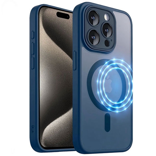 [CS] Étui magnétique en silicone mat avec MagSafe pour iPhone 12/12 Pro, bleu marine