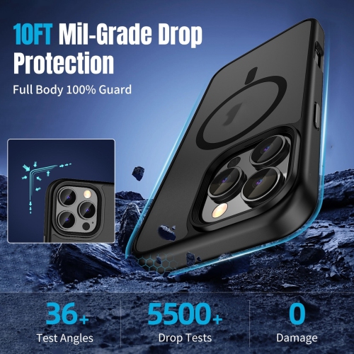 [CS] Matte Silicone Hybrid Magnetic MagSafe Case Cover for iPhone 13 Pro Max, Black