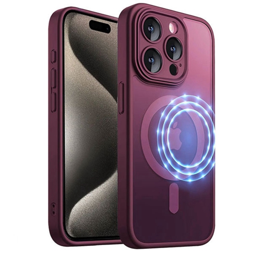 [CS] Étui magnétique en silicone mat avec MagSafe pour iPhone 15 Pro, vin
