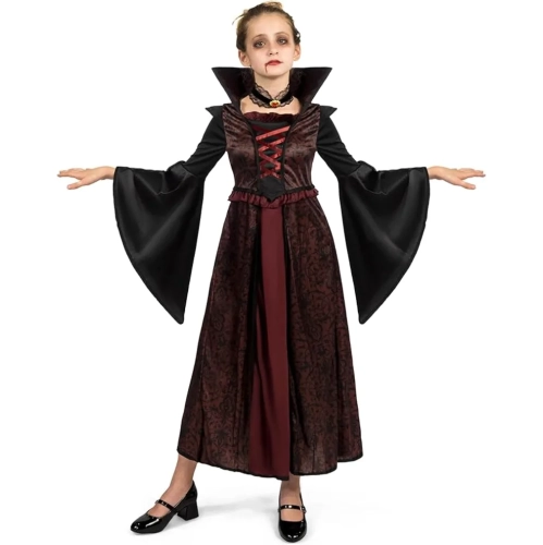 Royal Vampire Costume for Girls – Halloween Dress Up, Role-Playing, Cosplay & Vampire-Themed Parties. 3-14 Years