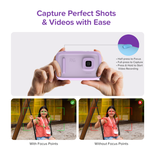 myFirst Camera 50 New AI Editor Camera for Kids, 20MP Photos 1080P Video, Front & Selfie Lens, Birthday Gifts for Boys & Girls Ages 4-15 Portable
