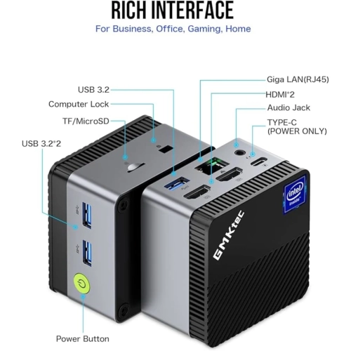 GMKtec Mini PC N97 with Windows 11 Pro – 12th Gen Intel Alder Lake