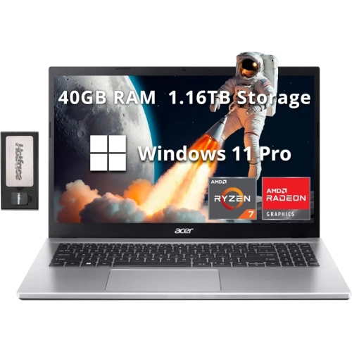 ACER  Aspire 3 15.6" Fhd Business Laptop – Amd Ryzen 7 5700U, 40GB Ram, 1Tb SSD + 160GB Docking Station, Radeon Graphics, Win 11 Pro