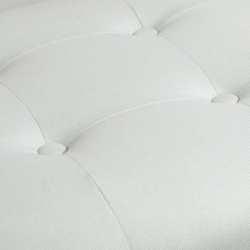 HOMCOM Button Tufted Bedroom Entryway Bench, Linen Fabric Upholstered Ottoman Bench with Arms and Nailhead Trim for Living Room, Hallway, Cream White