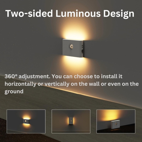 Rechargeable Night Lights with Motion Sensors - [2 Pack] Wireless Stick on Motion Detection Lights with Warm & Soft Glow, Ideal for Bathroom,