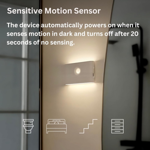 Rechargeable Night Lights with Motion Sensors - [2 Pack] Wireless Stick on Motion Detection Lights with Warm & Soft Glow, Ideal for Bathroom,