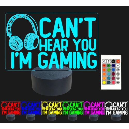 YOULIGHTS  Gamer Night Light, Can't Hear You I'm Gaming Night Light for Boys Girls, 3D Illusion Gamer Lamp w 16 Color Led Bedside Gaming Lamp w