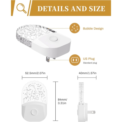 Night Lights Plug Into Wall [2 Pack], Color Changing Night Light for Kids, 8-Color RGB LED Night Light, Nightlight with Dusk to Dawn Sensor, Night