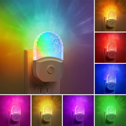 Night Lights Plug Into Wall [2 Pack], Color Changing Night Light for Kids, 8-Color RGB LED Night Light, Nightlight with Dusk to Dawn Sensor, Night