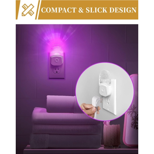 Night Lights Plug Into Wall [2 Pack], Color Changing Night Light for Kids, 8-Color RGB LED Night Light, Nightlight with Dusk to Dawn Sensor, Night