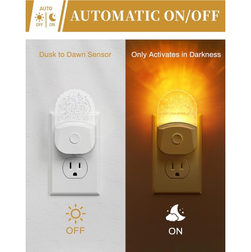 Night Lights Plug Into Wall [2 Pack], Color Changing Night Light for Kids, 8-Color RGB LED Night Light, Nightlight with Dusk to Dawn Sensor, Night