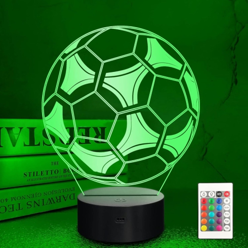 YOULIGHTS  Soccer Night Light, 3D Illusion Football Lamp for Kids, 16 Colors Changing \w Remote, Kids Bedroom Decor As Xmas Holiday Birthday Gifts For