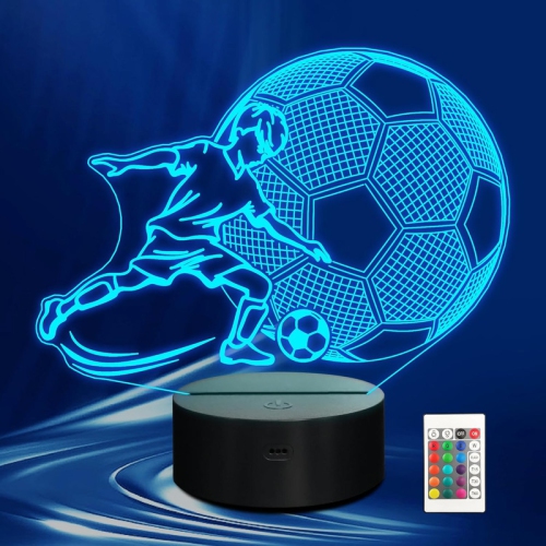 YOULIGHTS  Soccer Night Light, 3D Led Optical Illusion Lamp With Remote Control And Timer, Christmas And Birthday Soccer Gifts for Boys Kids Teens