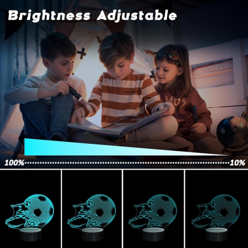 Soccer Night Light, 3D LED Optical Illusion Lamp with Remote Control and Timer, Christmas and Birthday Soccer Gifts for Boys Kids Teens