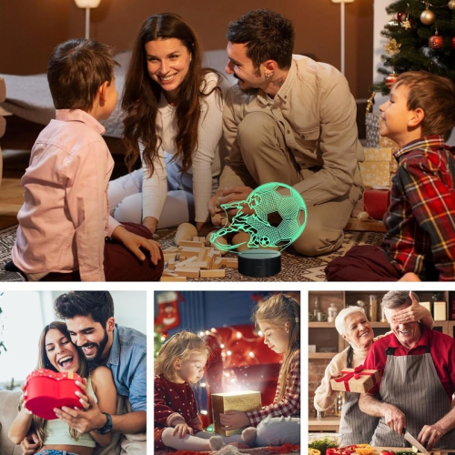 Soccer Night Light, 3D LED Optical Illusion Lamp with Remote Control and Timer, Christmas and Birthday Soccer Gifts for Boys Kids Teens