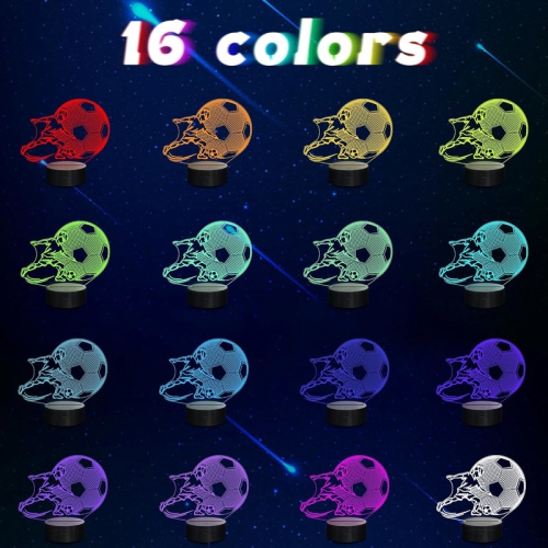 Soccer Night Light, 3D LED Optical Illusion Lamp with Remote Control and Timer, Christmas and Birthday Soccer Gifts for Boys Kids Teens