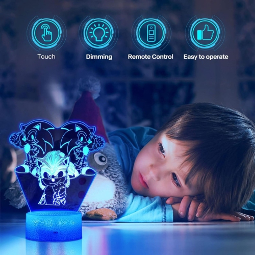 Night Light for Kids,3D Illusion 16 Colors Changing LED Night Lamp with Remote and Touch Control Toys are Gifts