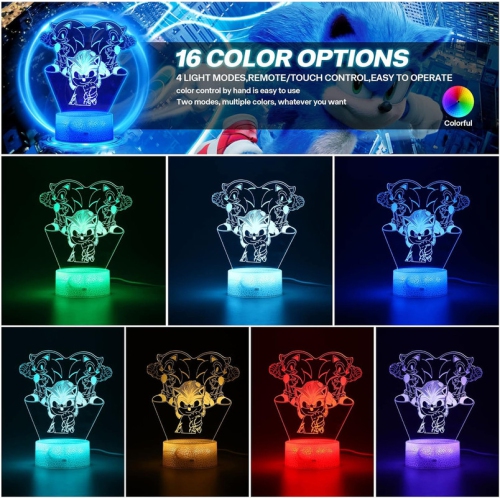Night Light for Kids,3D Illusion 16 Colors Changing LED Night Lamp with Remote and Touch Control Toys are Gifts