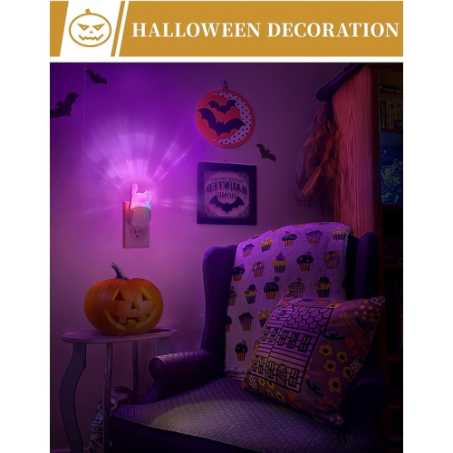 Cat Night Light [2 Pack], Color-Changing Kids Night Light, Plug In, Dusk-To-Dawn Sensor, Baby Night Light, 8-Color RGB, Rainbow LED Night Light