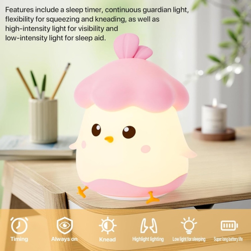 Night Light for Kids Bedroom with Dimming Function,Rechargeable LED Night Light Lamp with 15 or 30 Minutes Timer & Tap Control