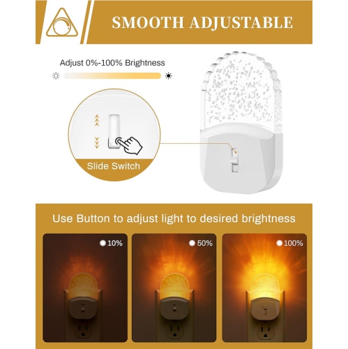 Plug in Night Light [2 Pack], Night Lights Plug Into Wall, Amber Night Light, Warm Night Light, 1800K, Dusk to Dawn Sensor, Adjustable Brightness LED