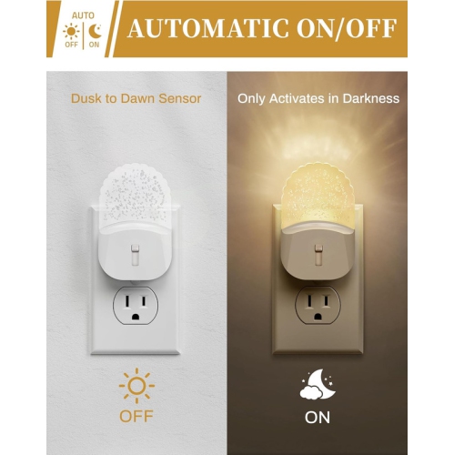 LED Night Light, Baby Night Light [2 Pack], Plug in Night Light with Auto Dusk to Dawn Sensor, Adjustable Brightness Night Light