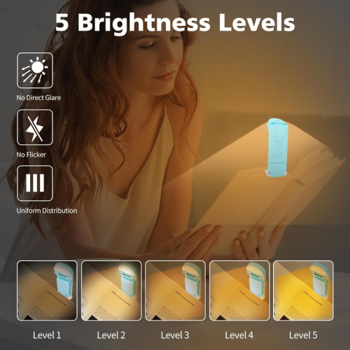 Lampe de lecture, lampe de lecture rechargeable pour lire au lit, lampe de lecture portative à pince à DEL, lampe de lecture USB pour tête de lit