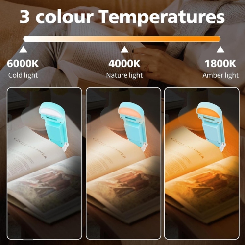 Lampe de lecture, lampe de lecture rechargeable pour lire au lit, lampe de lecture portative à pince à DEL, lampe de lecture USB pour tête de lit