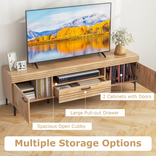 Costway TV Stand for 65 Inch TVs Modern Entertainment Center with Drawer 2 Storage Cabinets