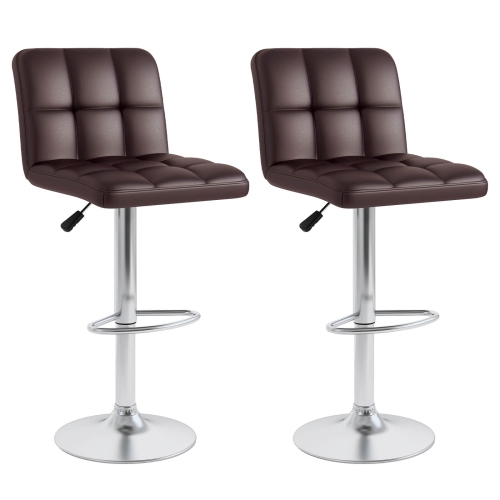 COSTWAY  Modern Swivel Bar Stools Set Of 2 With Heavy-Duty Metal Base & Footrest Back