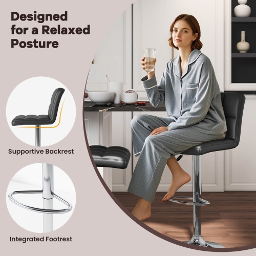 Ensemble de 4 tabourets de bar pivotants modernes de Costway avec base en métal robuste et repose-pieds arrière