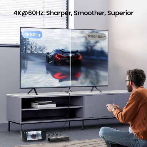 HDMI Switch 3 in 1 Out 4K@60Hz, 3 Port Aluminum HDMI Switch Box Support Auto-Switching, VRR ALLM HDR 3D Audio, HDMI Splitter with Remote for PS5/4,