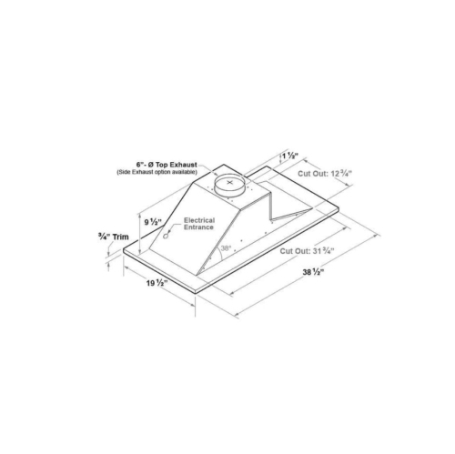 VICTORY 600 CFM Black Flush Ceiling Mount Range Hood- Sunset