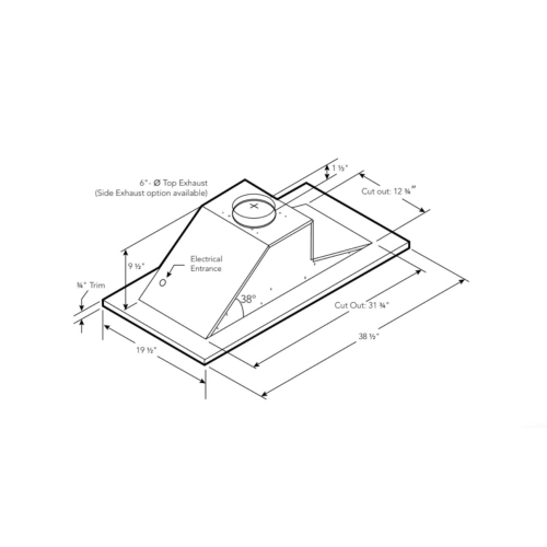 VICTORY 600 CFM White Flush Ceiling Mount Range Hood- Sunset