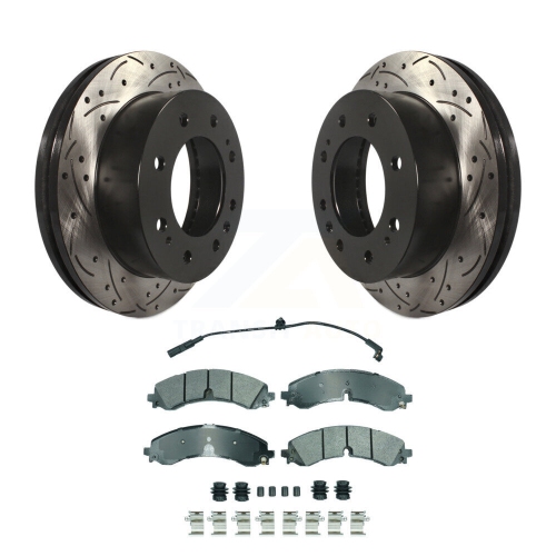 TRANSIT AUTO  Front Drill Slot Brake Rotors Semi-Metallic Pad Kit for Gmc Chevrolet Sierra 2500 HD 3500 Kda-102752