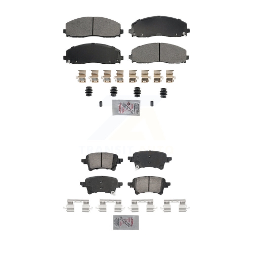 AMERIBRAKES  Front Semi-Metallic Rear Ceramic Disc Brake Pads Kit for Jeep Wrangler Gladiator Knf-101797
