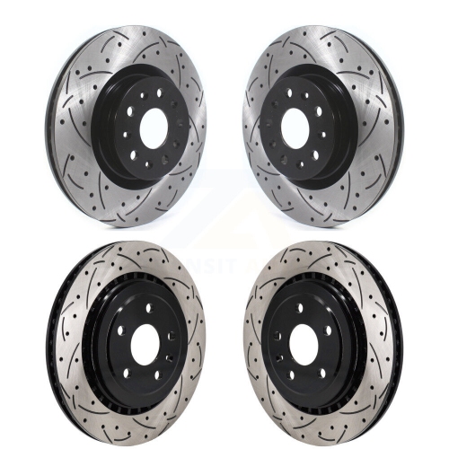 Front Rear Coated Drilled Slotted Disc Brake Rotors Kit for Chevrolet Camaro KD-100623