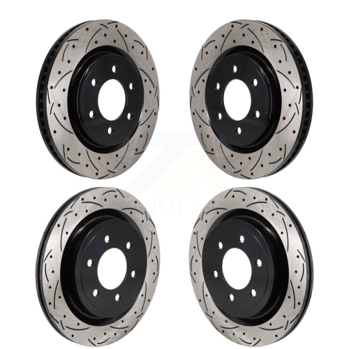 Front Rear Coated Drilled Slotted Disc Brake Rotors Kit for Ford F-150 KD-100669
