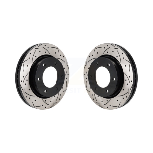 Front Coated Drilled Slotted Disc Brake Rotors Pair for Ford Ranger Bronco KD-100702