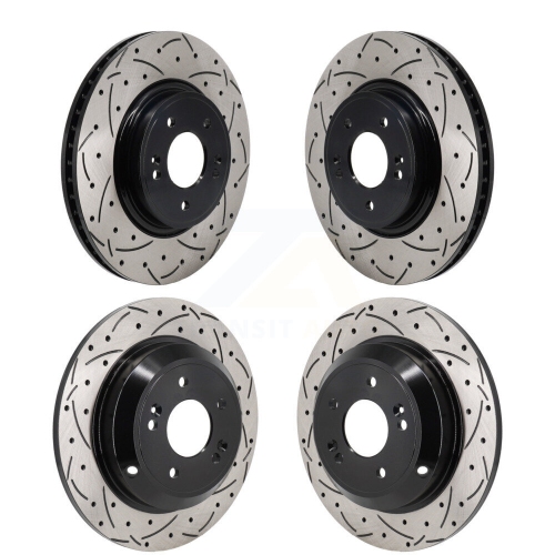 Front Rear Coated Drilled Slotted Disc Brake Rotors Kit For Genesis G70 Kia Stinger KD-100651